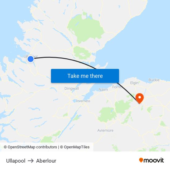 Ullapool to Aberlour map