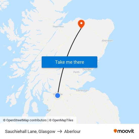 Sauchiehall Lane, Glasgow to Aberlour map