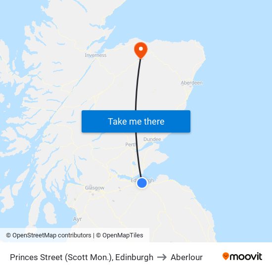 Princes Street (Scott Mon.), Edinburgh to Aberlour map