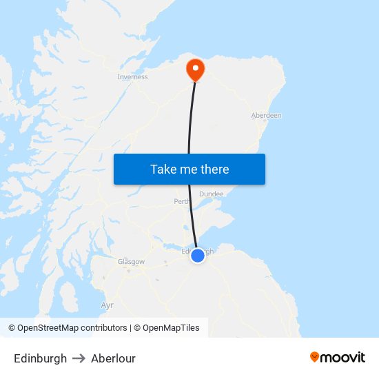 Edinburgh to Aberlour map