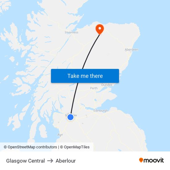 Glasgow Central to Aberlour map