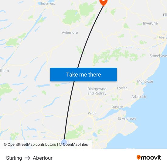 Stirling to Aberlour map