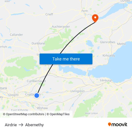 Airdrie to Abernethy map