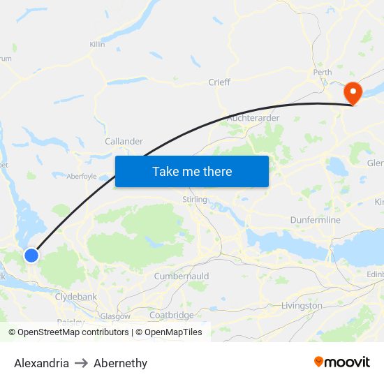 Alexandria to Abernethy map