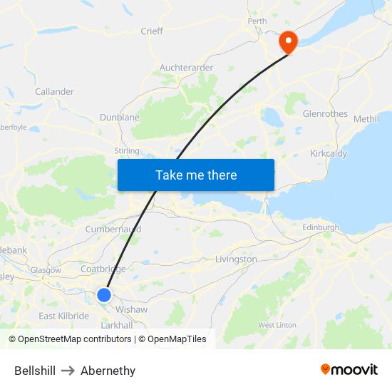 Bellshill to Abernethy map