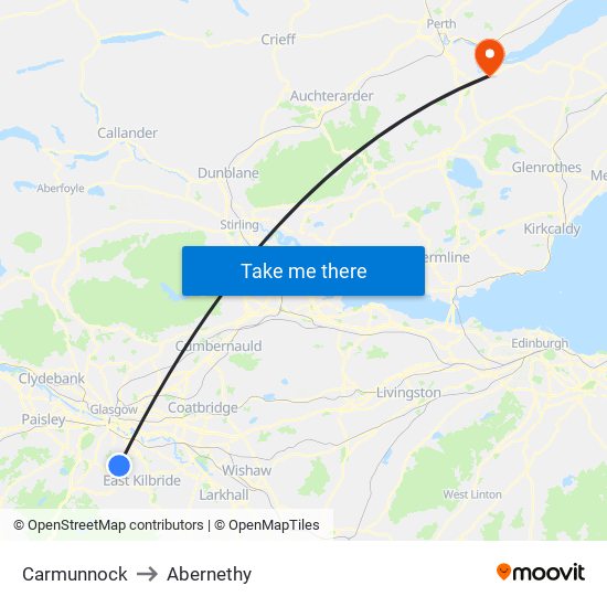 Carmunnock to Abernethy map