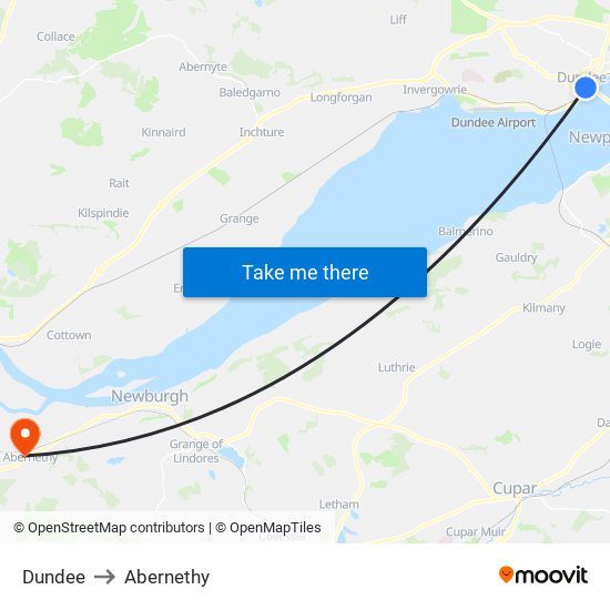 Dundee to Abernethy map