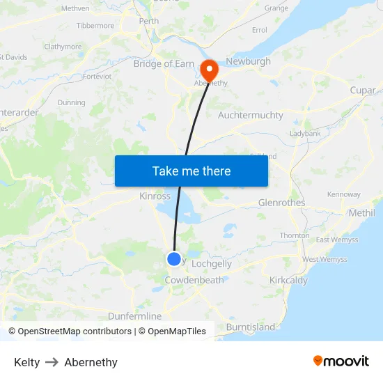Kelty to Abernethy map