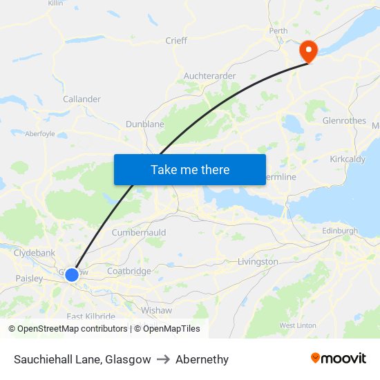 Sauchiehall Lane, Glasgow to Abernethy map