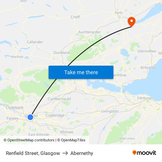 Renfield Street, Glasgow to Abernethy map