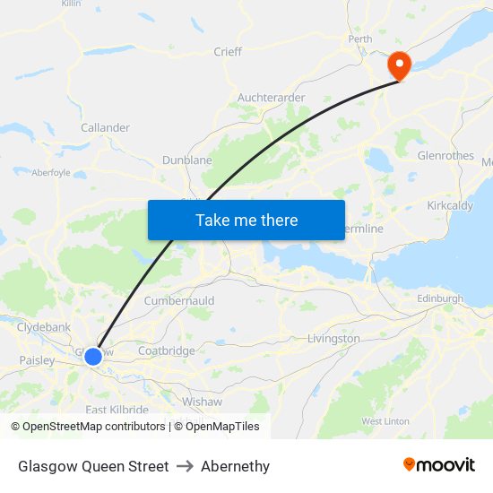 Glasgow Queen Street to Abernethy map