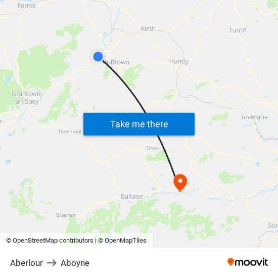 Aberlour to Aboyne map
