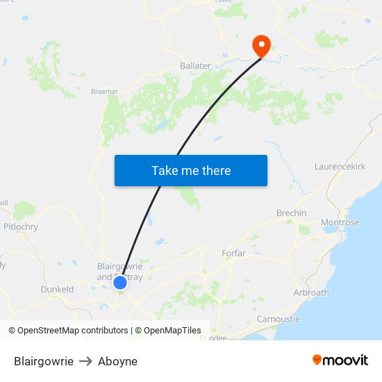 Blairgowrie to Aboyne map