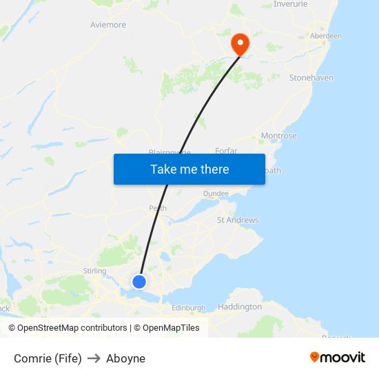 Comrie (Fife) to Aboyne map