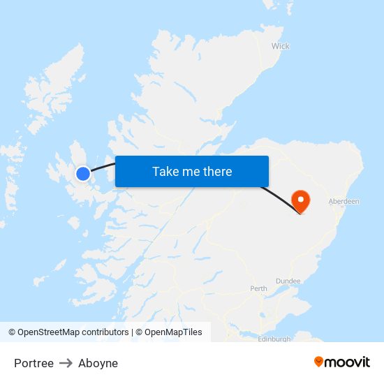 Portree to Aboyne map