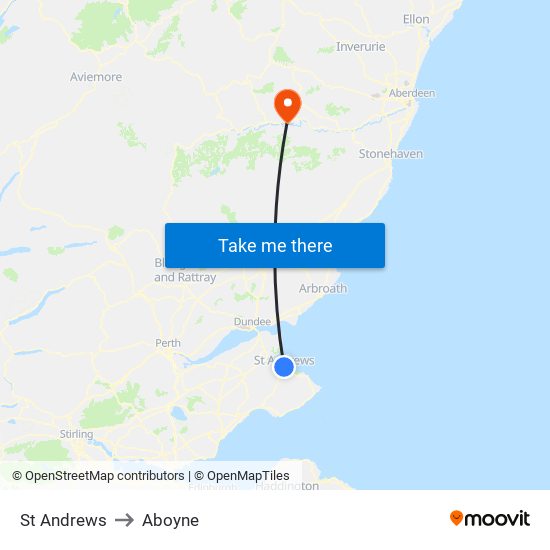 St Andrews to Aboyne map