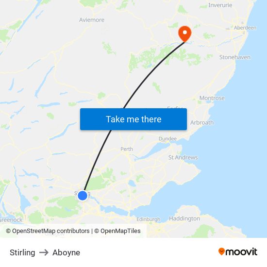Stirling to Aboyne map
