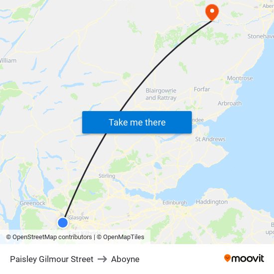 Paisley Gilmour Street to Aboyne map