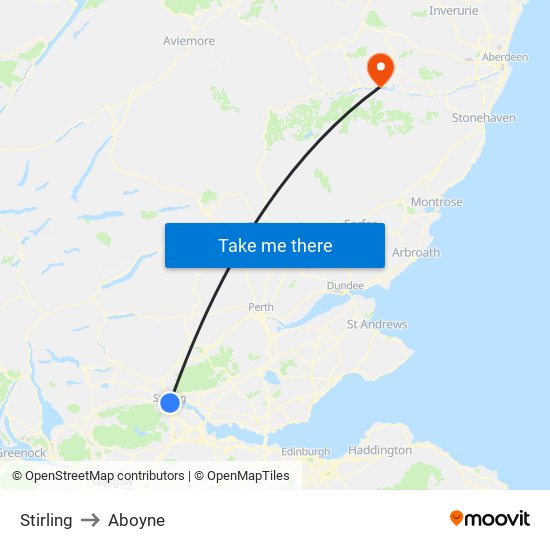 Stirling to Aboyne map