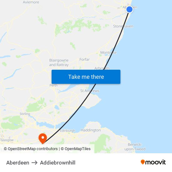 Aberdeen to Addiebrownhill map