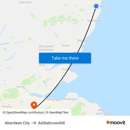 Aberdeen City to Addiebrownhill map