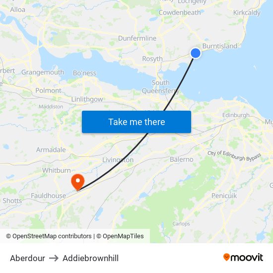 Aberdour to Addiebrownhill map