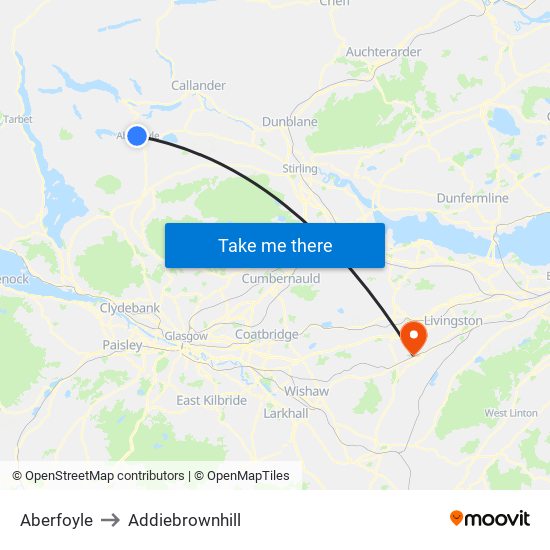 Aberfoyle to Addiebrownhill map