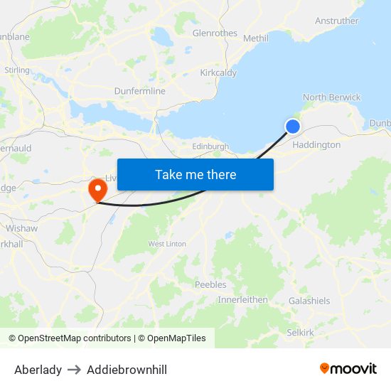 Aberlady to Addiebrownhill map