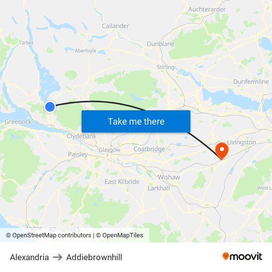 Alexandria to Addiebrownhill map