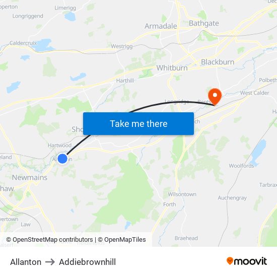 Allanton to Addiebrownhill map
