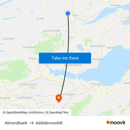 Almondbank to Addiebrownhill map