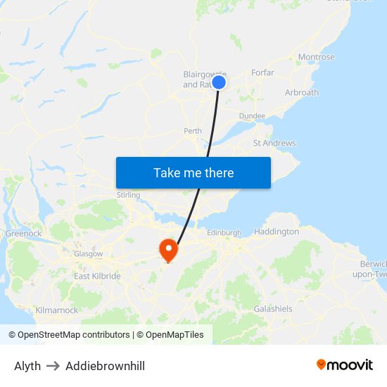 Alyth to Addiebrownhill map