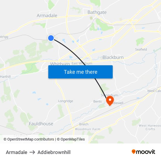 Armadale to Addiebrownhill map