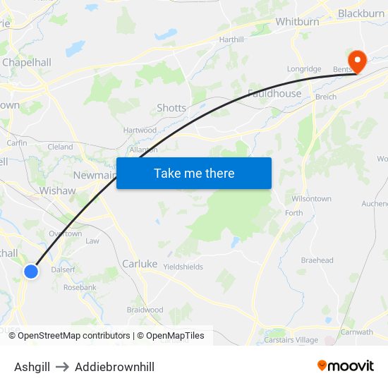 Ashgill to Addiebrownhill map