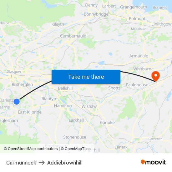 Carmunnock to Addiebrownhill map