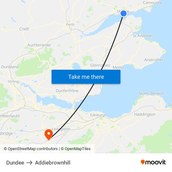 Dundee to Addiebrownhill map
