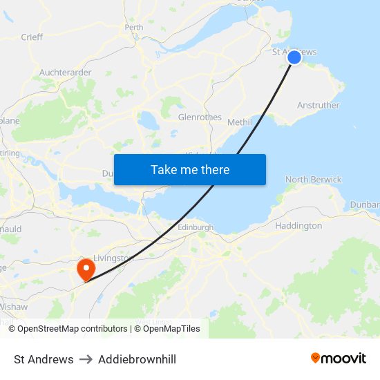 St Andrews to Addiebrownhill map