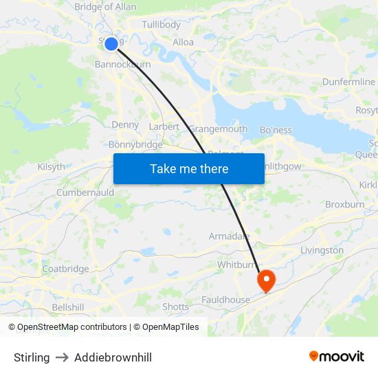 Stirling to Addiebrownhill map
