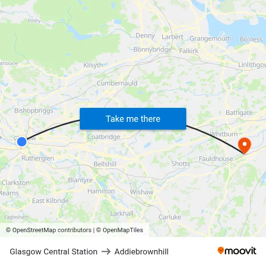 Glasgow Central Station to Addiebrownhill map