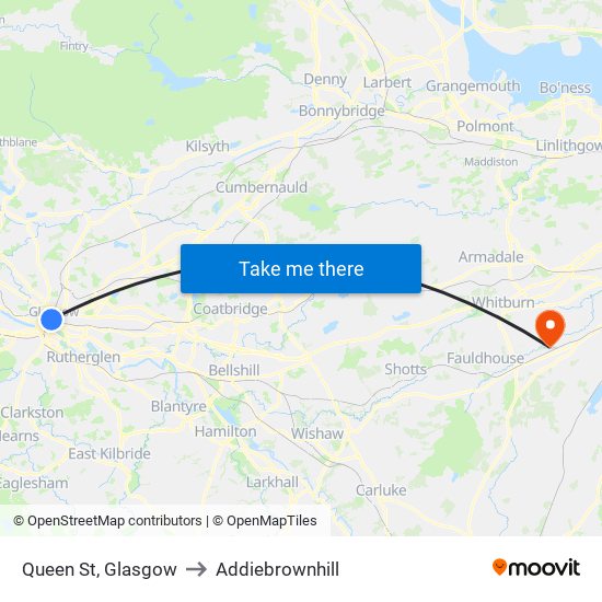 Queen St, Glasgow to Addiebrownhill map