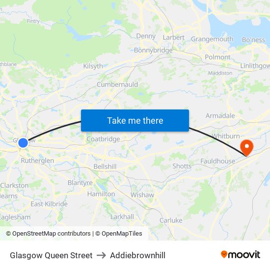 Glasgow Queen Street to Addiebrownhill map