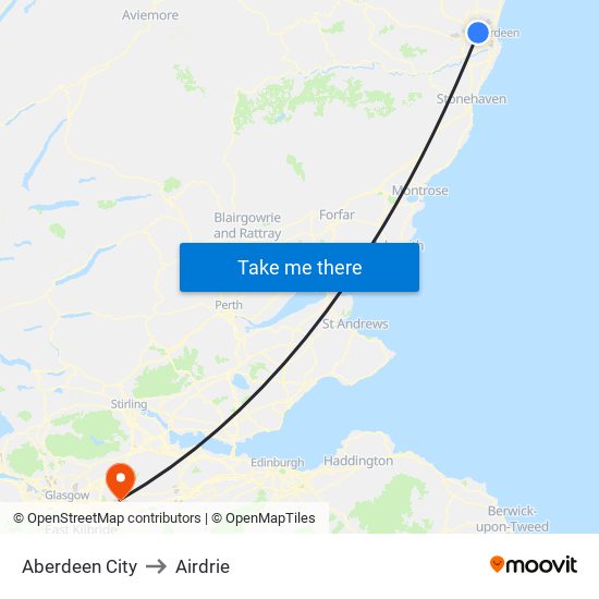 Aberdeen City to Airdrie map