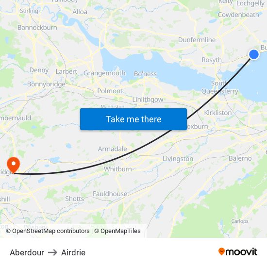 Aberdour to Airdrie map