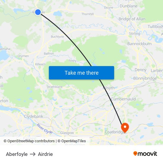 Aberfoyle to Airdrie map