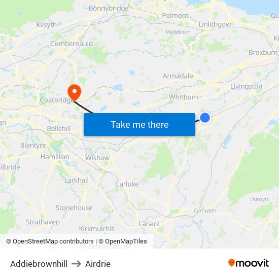 Addiebrownhill to Airdrie map