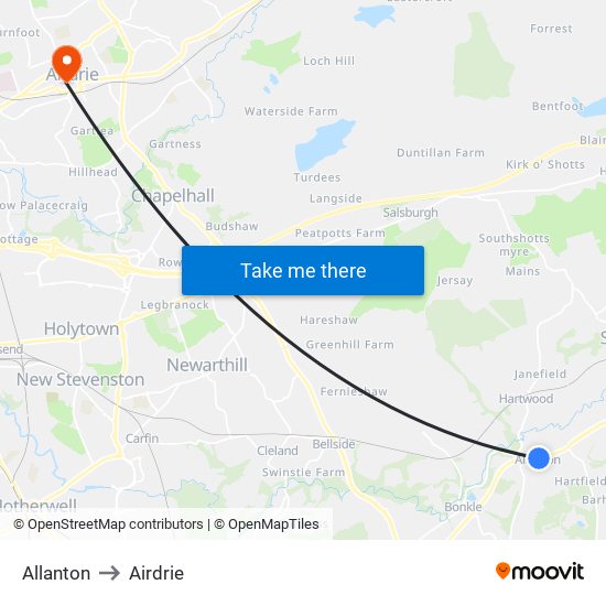 Allanton to Airdrie map