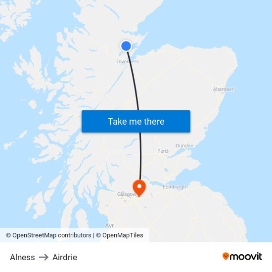 Alness to Airdrie map