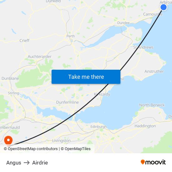 Angus to Airdrie map