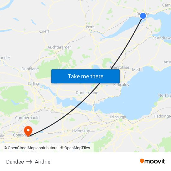 Dundee to Airdrie map