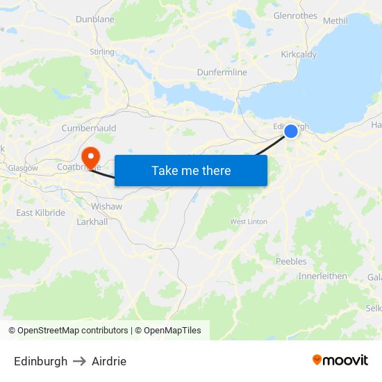 Edinburgh to Airdrie map